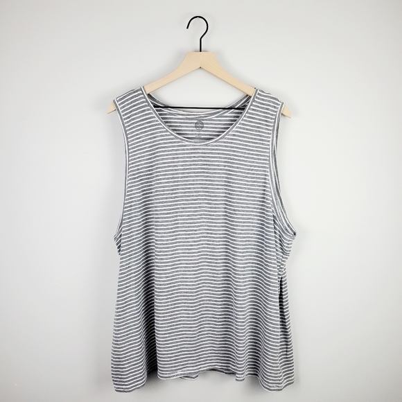 SO Gray White Striped Tank 3X - Picture 1 of 5